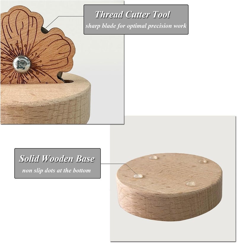 Yushen Thread Cutter Blade Tool for Sewing with Flower Shape Solid Wooden Sewing Tools (1 Piece) - Image 2